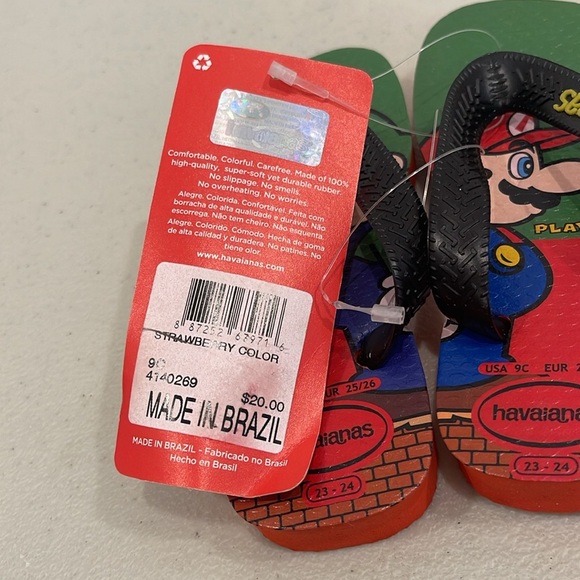 NWT Super Mario Bros Havaianas Toddler Flip Flop Size 23-24 - Picture 10 of 11